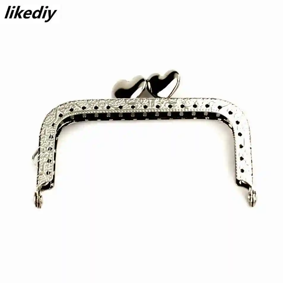 1 Piece 8.5 CM Antique Bronze or Silver Square Metal Purse Frame Love Heart Kiss Clasp For Bag Accessory