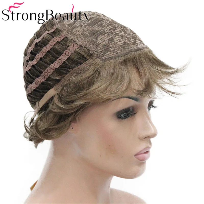 Strongbeauty Breve Ricci Parrucche Sintetiche Resistenti Al Calore Senza Cappuccio Donne Parrucca di Capelli