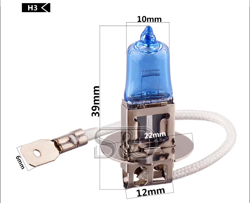 Super Bright Halogen Bulbs H1 H3 H4 H7 H8 H9 H11 9005 HB3 9006 HB4 100W 6000K Car Headlight Fog Lights Lamp White parking