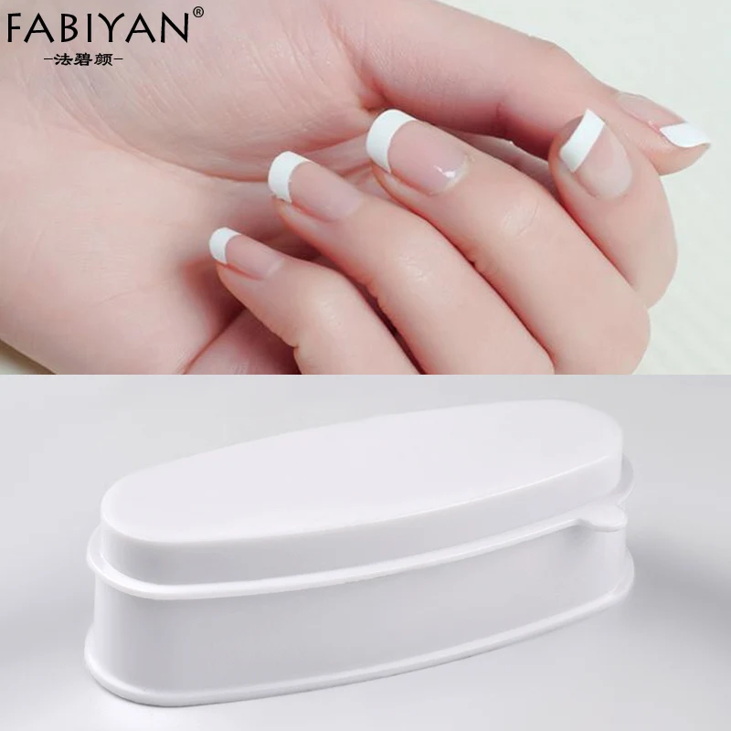 Nail Art Container Storage Box Case White Acrylic Powder French Guides Smile Line Sculpture Tips Dipping Moulding Tools Manicure