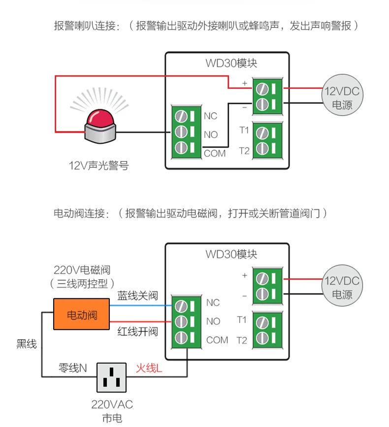 Regolatore di allarme perdite d'acqua cucina canale acqua garage modulo di rilevamento immersione acqua serbatoio di pesce allarme livello acqua completo