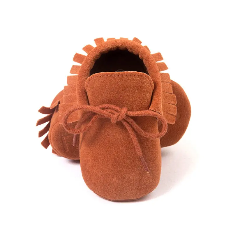 Baby Meisjes Jongens Babyschoenen Kwastje Lace-Up Nubuck Lederen Schoenen Zachte Bodem Prewalkers 0-18M Nieuwe