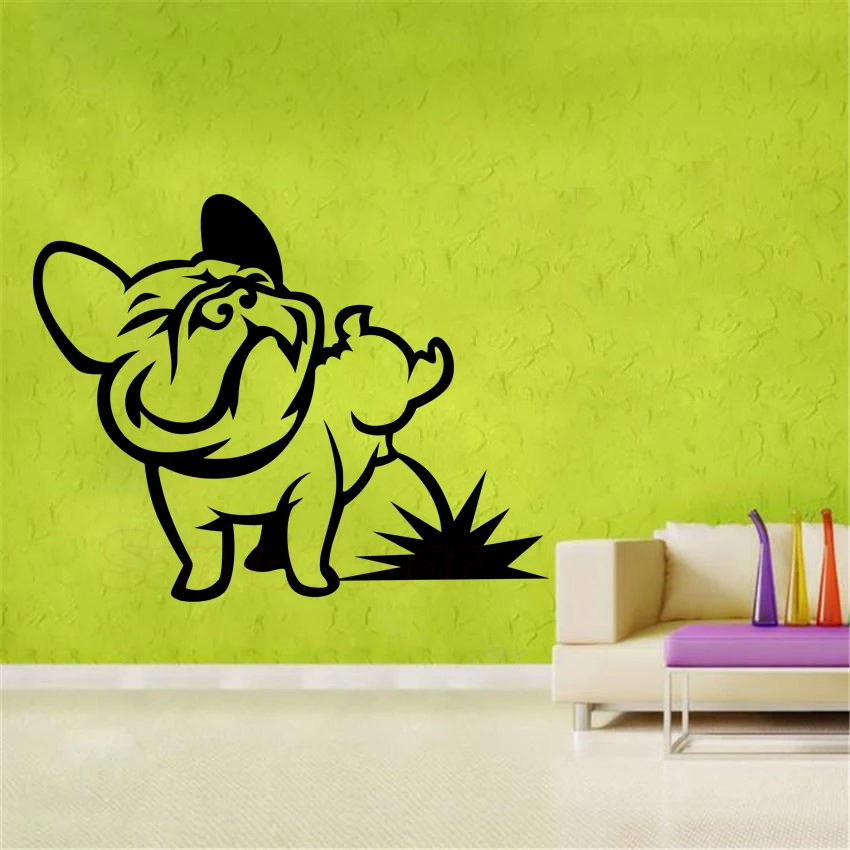 Funny Dog Pissing Wall Stickers French Bulldog Vinyl Wall Art Mural Decal Living Room Cars Tablet Wallpaper Kids Room Home Decor