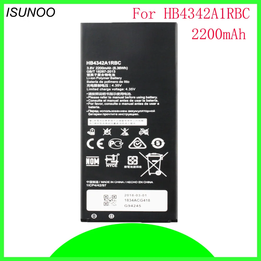 

ISUNOO 2200mAh HB4342A1RBC Аккумулятор для Huawei y5II Y5 II 2 Ascend 5 + Y6 honor 4A сменный аккумулятор