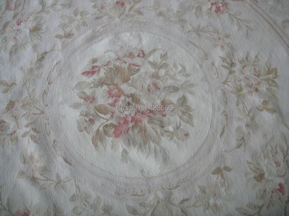 Free shipping 8'X8' Round French Aubusson Roses Wool Needlepoint Area Rug New Store Openning