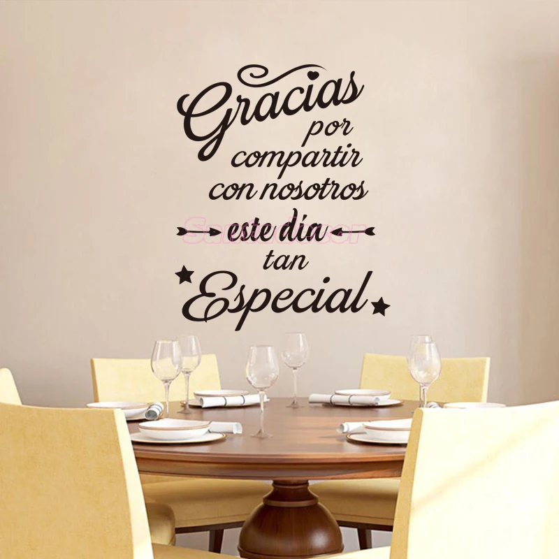 Stickers Spanish Gracias Por Compartir Vinyl Decals Wall Art Decor Mural Living Room Home Decor Poster House Decoration