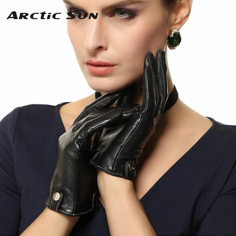 Women Touchscreen Gloves Fashion Real Genuine Leather Winter Plus Velvet Driving Glove Promotion Free Shipping EL033PN1