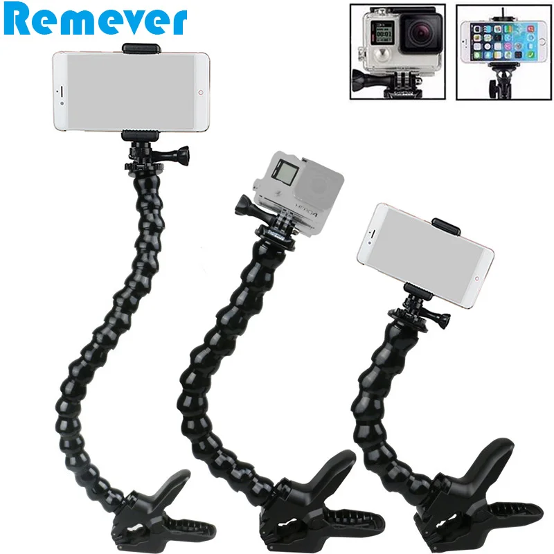 Elastyczny kij do selfie z uchwytem do telefonów Iphone Samsung Xiaomi Android Goose Neck z zaciskiem do kamer akcji Gopro SJcam