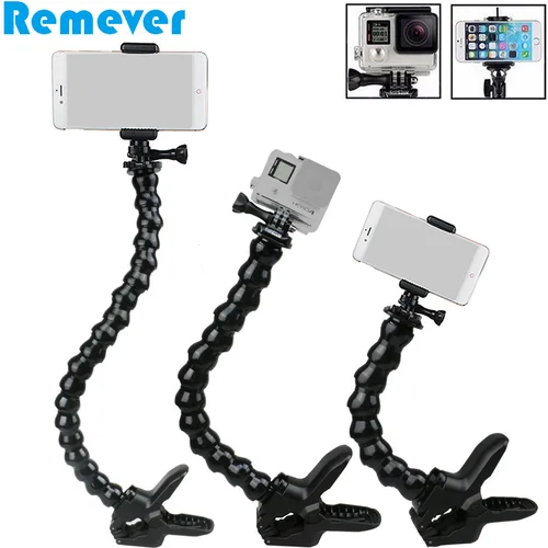 Palo de Selfie Flexible con soporte para Iphone Samsung Xiaomi teléfonos Android cuello de ganso con abrazadera para cámaras de acción Gopro SJcam