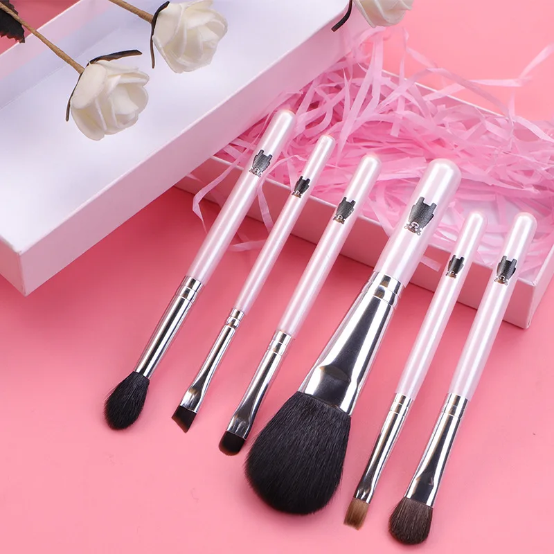 [KOMONO Illustrated] Makeup Brush Set - Short Handle Japanese Brushes Cheek/Eyeshadow/Lip/Brow Travel Kit