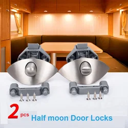 2xzinc Alloy Half Moon uchwyt blokada Push zatrzask gałka Caravan RV szafka/szuflada Camper kuchnia drzwi do szafki zamki sprzętu Patrs