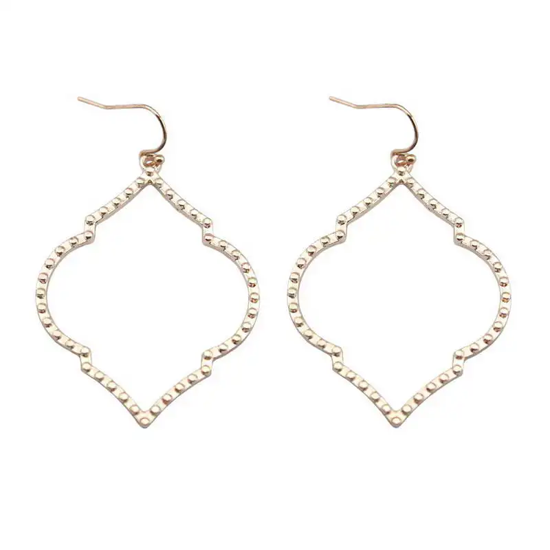 Zinc Alloy Frame Gold Filigree Statement Earrings for Women ZWPON Arabesque Chandelier Earrings