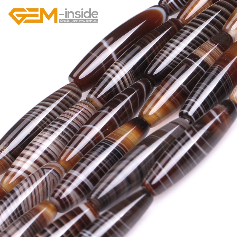 Natural Rice Olivary Olives Shape Grey Botswana Onyx sardonyx Agates Loose Beads For Jewelry Making 15 Inches