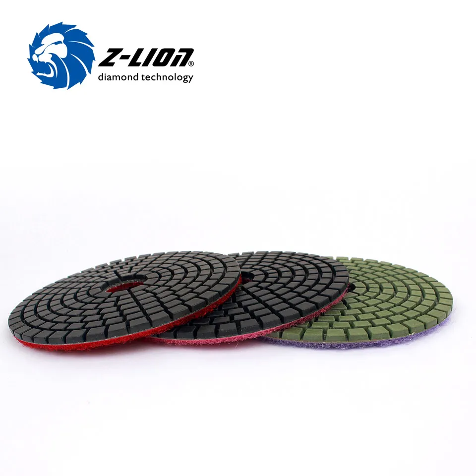 Z-LION 9 PCS diamond polishing pad  3 steps granite marble polishing wheel 3 sets 100mm flexible wet stone grinding Diamond tool