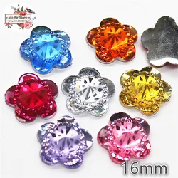 50 sztuk błyszczące Mix kolor kwiat akrylowe rhinestone mieszkanie powrót Cabochon materiały dekoracyjne urok Craft DIY 15mm bez otworu