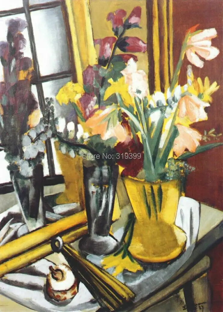 

100% handmade high quality oil painting reproduction on linen canvas by professional artist,floral-still-life-with-mirror-1927