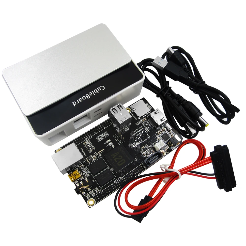 PC Cubieboard A20 Dual-core Development Board with Power Cable SATA Wire USB to TTL Line with case