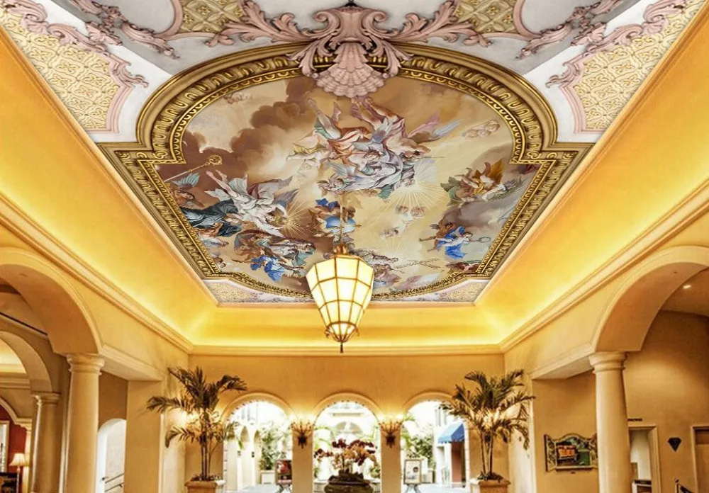 

European 3d wallpaper ceiling for living room bedroom non-woven 3d ceiling photo wallpaper Custom wall murals