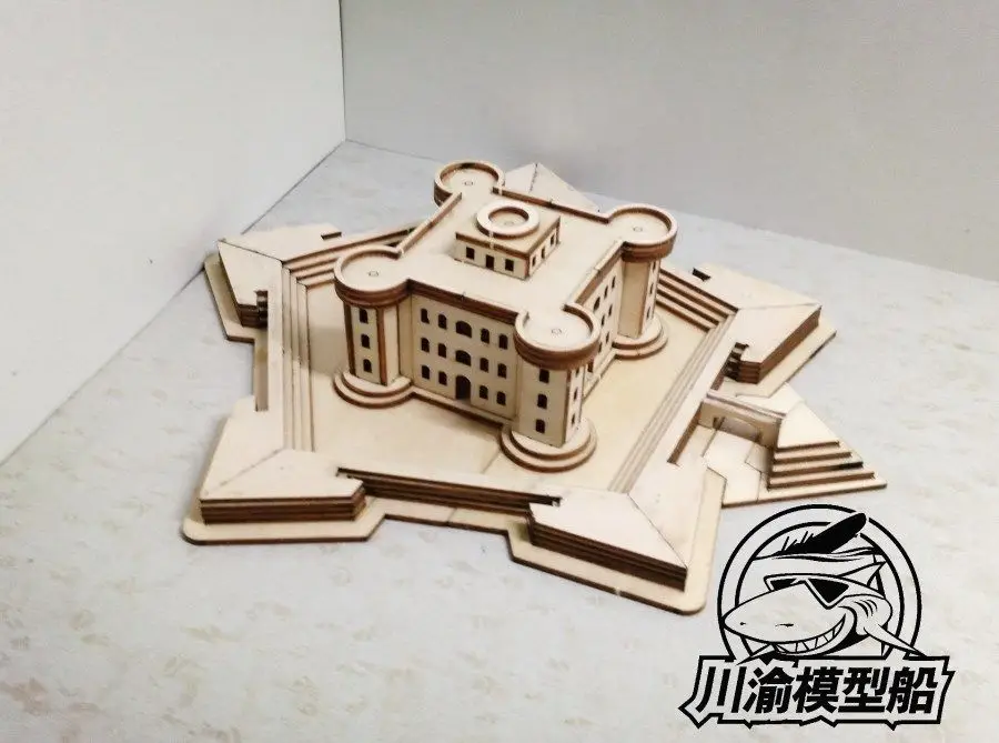 1/700 Scale Redoubt Castle Fort Model Wooden Building Naval Battle Scenes Diorama DIY Assembly Model Kit #CY707