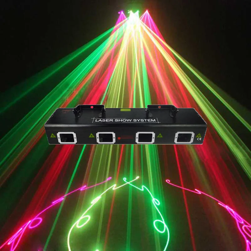 

Professional Stage Light 4 Lens Red Green DMX512 Laser Show Lights Party KTV Discos Dance Club Bar Stage Lighting