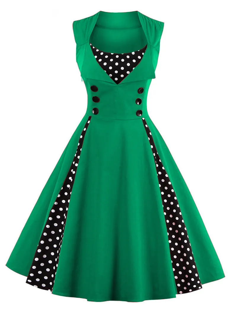 MisShow 5XL Plus Size Summer Women Vintage Audrey Hepbum 50s Rockabilly Robe Retro Party Dress Feminino Vestidos Six Colors