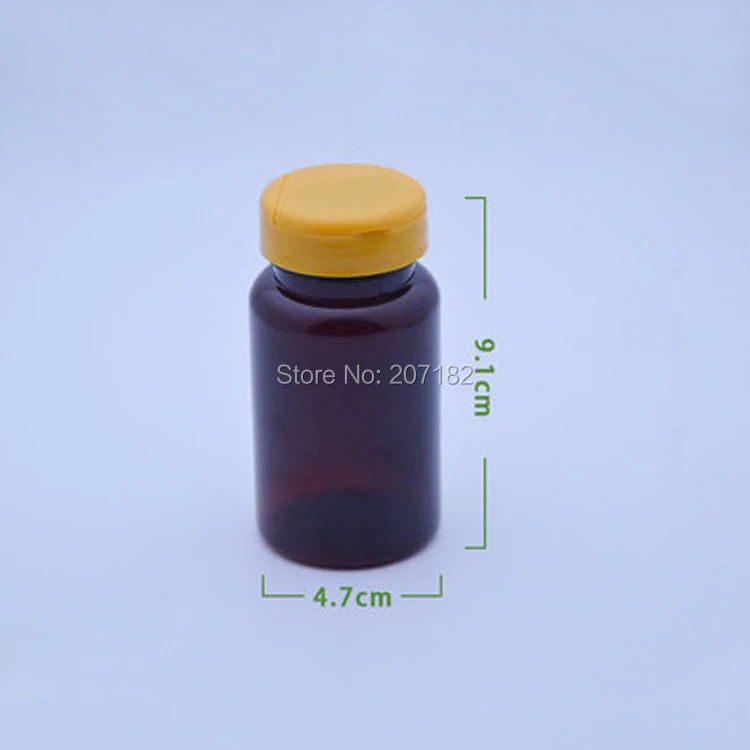 100pcs 100ml Amber PET Flip Bottles,Capsules/Pills/Powder/Vitamin Plastic Bottles with Orange Flip Lids