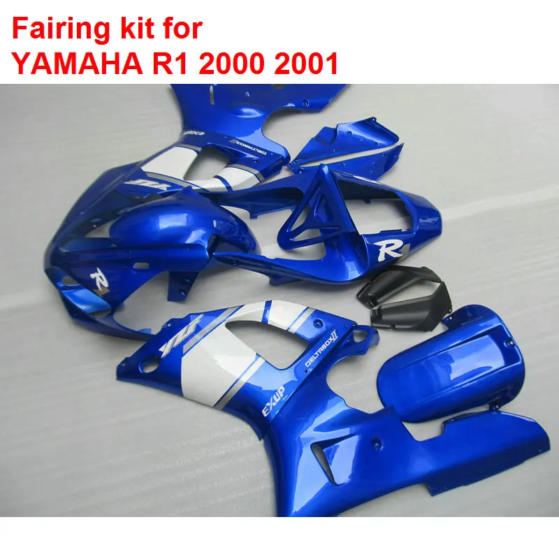 ABS plastic fairings for Yamaha YZF R1 2000 2001 blue white black bodywork parts fairings set R1 00 01 BA59