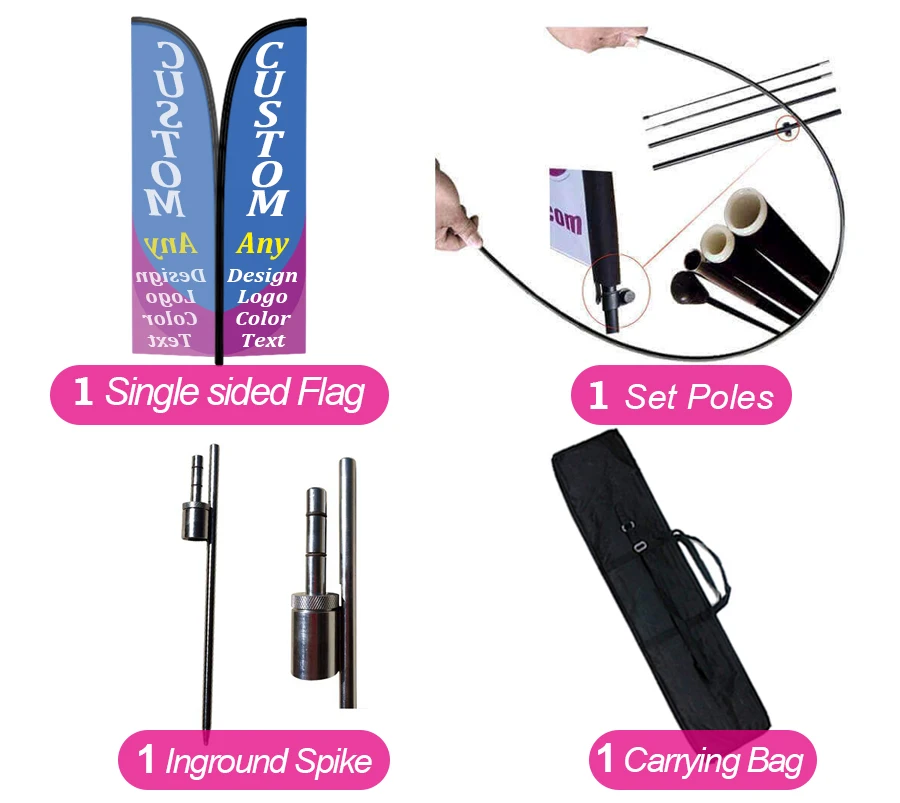 Single Sided Feather Flags for Business/Christmas/Coffee/Hair Salon/Breakfast/Includes Pole Kit+Inground Spike+Carrybag