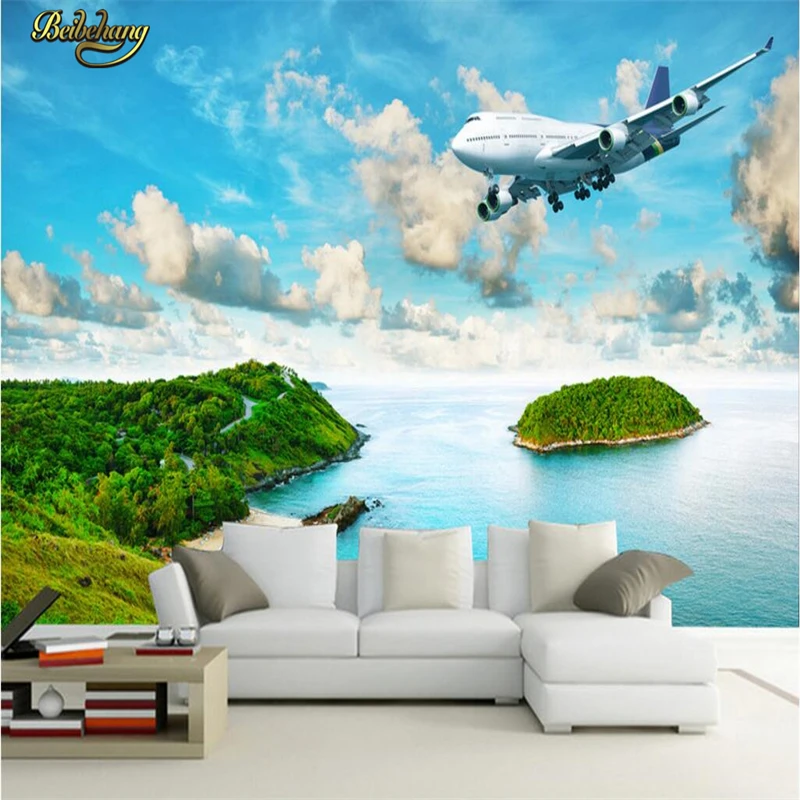 

beibehang papel de parede Custom photo wallpaper large mural wall stickers seaside island tropical rainforest plane TV wall