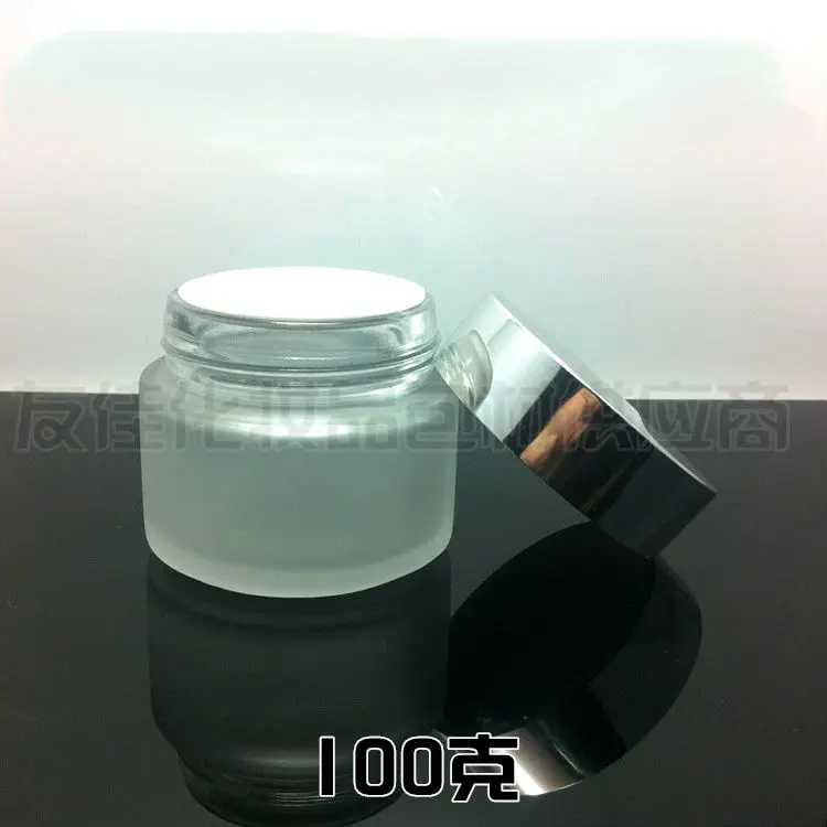 50pieces 100g clear frosted cream jar, 100g glass cosmetic jar,large frost 100g glass jar or cream container