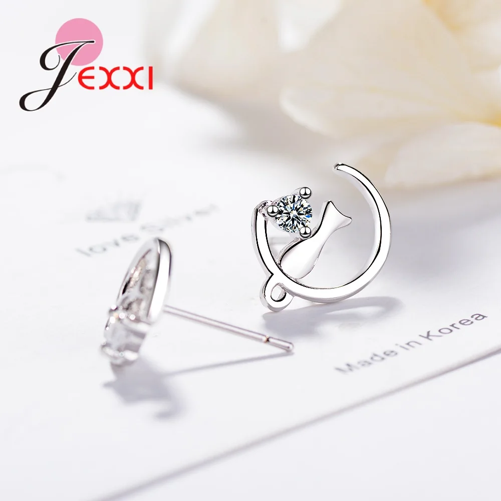 New Arrival 925 Sterling Silver Korean Style Dedicate Women Gemetric Stud Earrings Cubic Zircon Earrings Bijoux Femme Wholesale