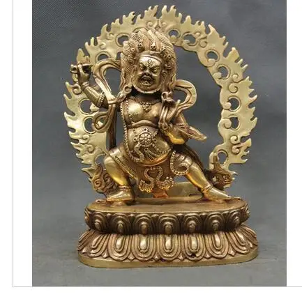 

totem Copper Decoration Crafts Brass 8" Tibet Buddhism Brass Vajrapani Chana Dorje wrathful Tutelary Deity Statu