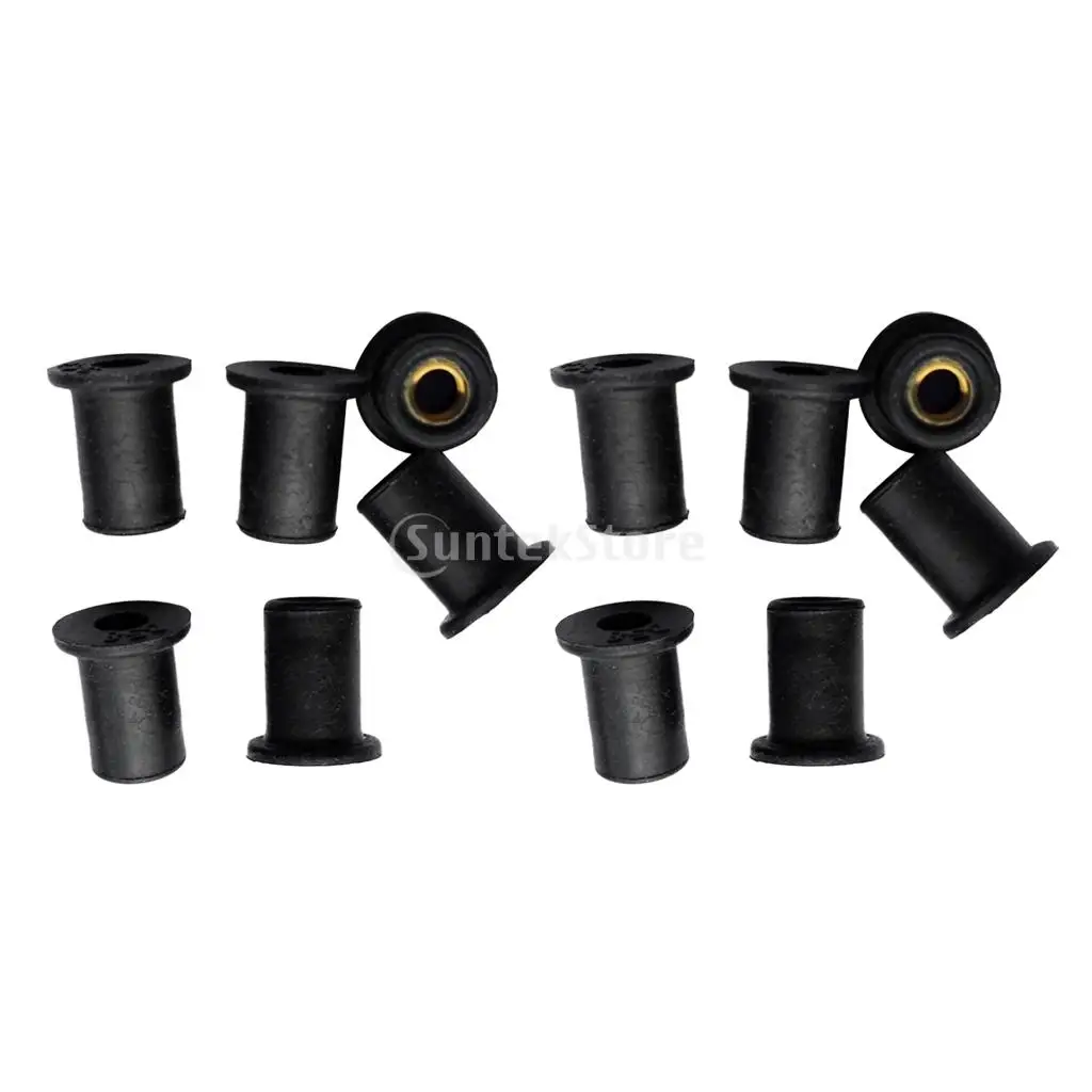 12Pcs M4 Metric Rubber Well Nuts Blind Fastener Threaded Brass Insert Kayak Canoe Dinghy Fishing Boat Accessories