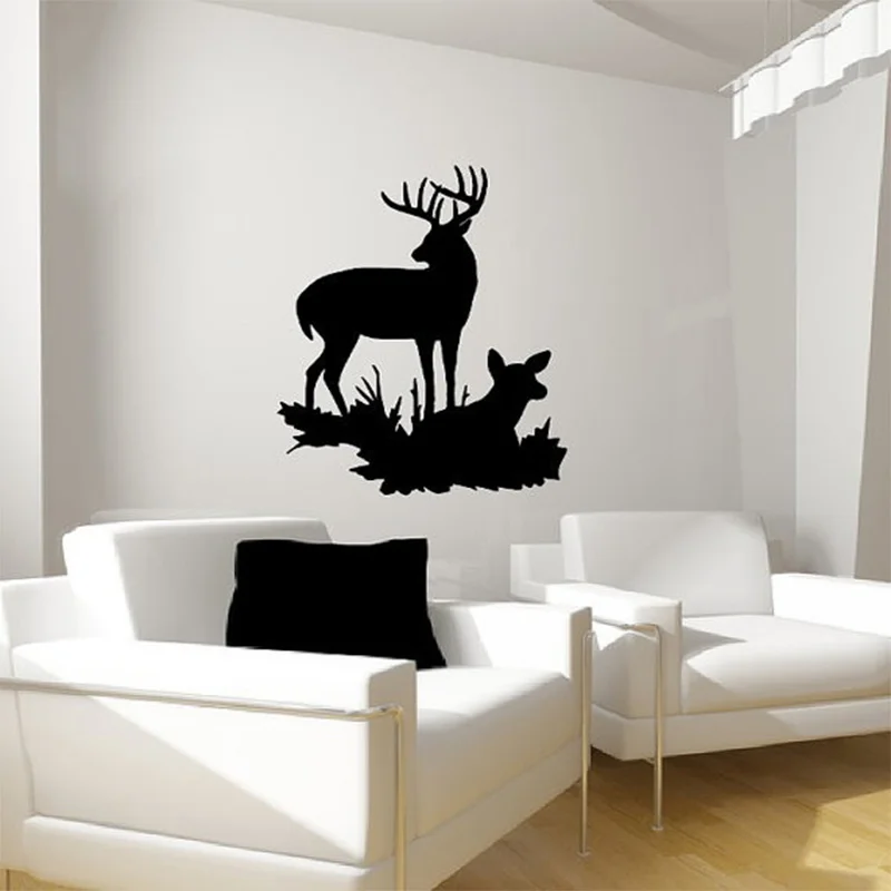 Size 56x68cm Beautiful Deer Style Vinyl Wall Decal Living Room Vinyl Carving Wall Decal Sticker