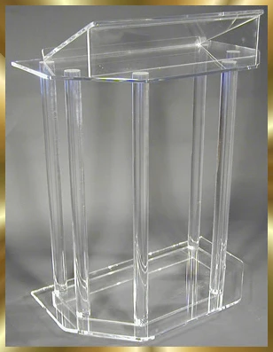 Speak Rostrum Modern Elegant Floor Standing Acrylic Dais Speech Stand Clear Acrylic Lectern Podium