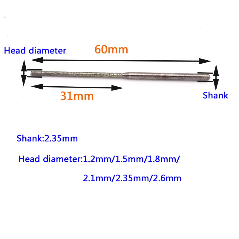 Tête de Meulage Diamantée à Tige de 2.35mm, 1/5 Pièces, Forets de Jolie çonnage pour Pierre D.lique, Divers Outils Dremel Carimplantés à Distance