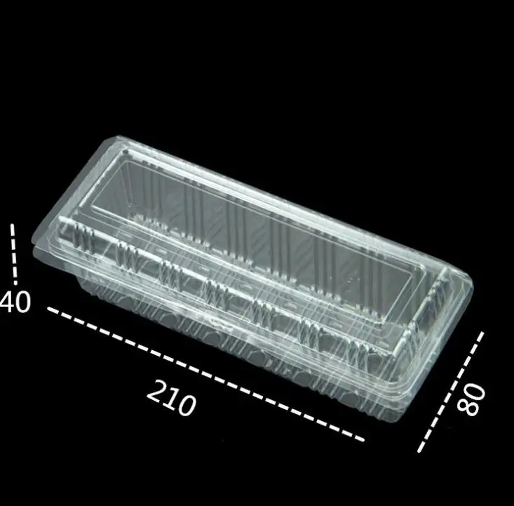 1000pcs 21cm*8cm*4cm Long plastic boxes of disposable plastic transparent lunch boxes packing boxes sushi egg tarts box SN1775