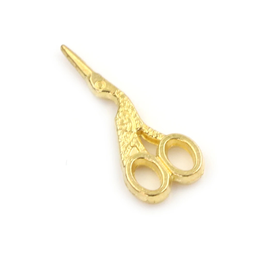 1pcs Simulation Crafts Toys Sewing Gold Scissors Furniture Toy Mini Metal Scissors For 1:12 Dollhouse Miniatures Accessories