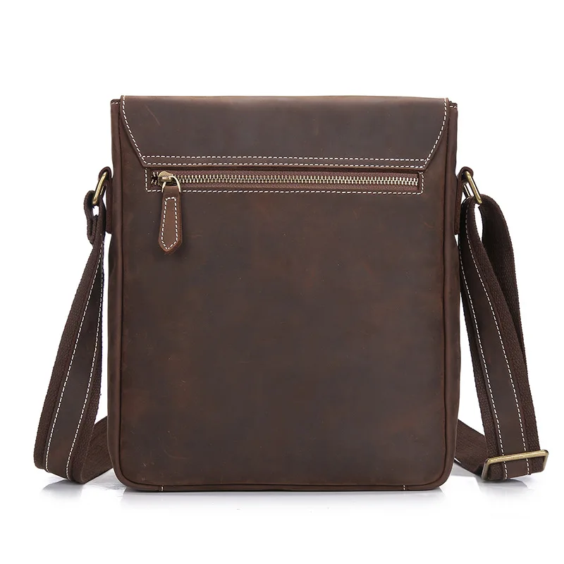 Vintage Crazy Horse Genuine Leather Men Shoulder Bag Leather messenger bag male crossbody bag Sling Casual Bag Brown New 2017