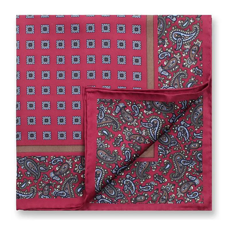 Men\'s Business Suits Pocket Square Handkerchiefs for Wedding Fashion Paisley Print Hankies Mens Pocket Towel 100% Silk Twill