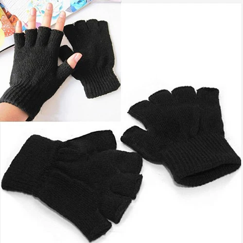 Winter Half Finger Fingerless Gloves Unisex Outdoor Mittens Short Warm Glove Women Men Wool Knit Gloves Elastic Comfort Glove