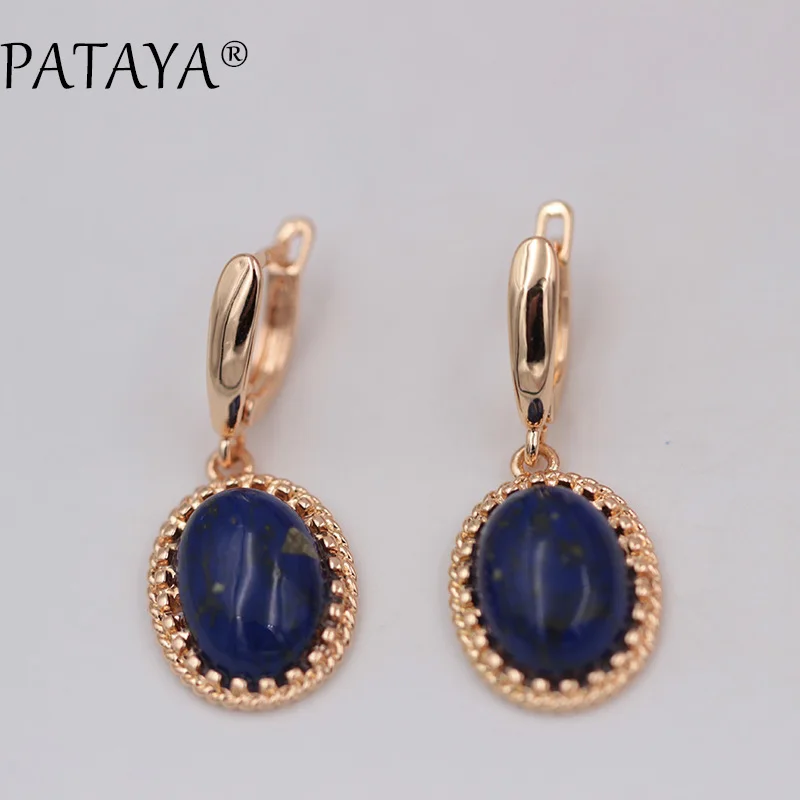 PATAYA Original Design 585 Rose Gold Color Dangle Earrings New Women Wedding India Jewelry Irregular Natural Stone Earrings