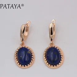 PATAYA Original Design 585 Rose Gold Color Dangle Earrings New Women Wedding India Jewelry Irregular Natural Stone Earrings