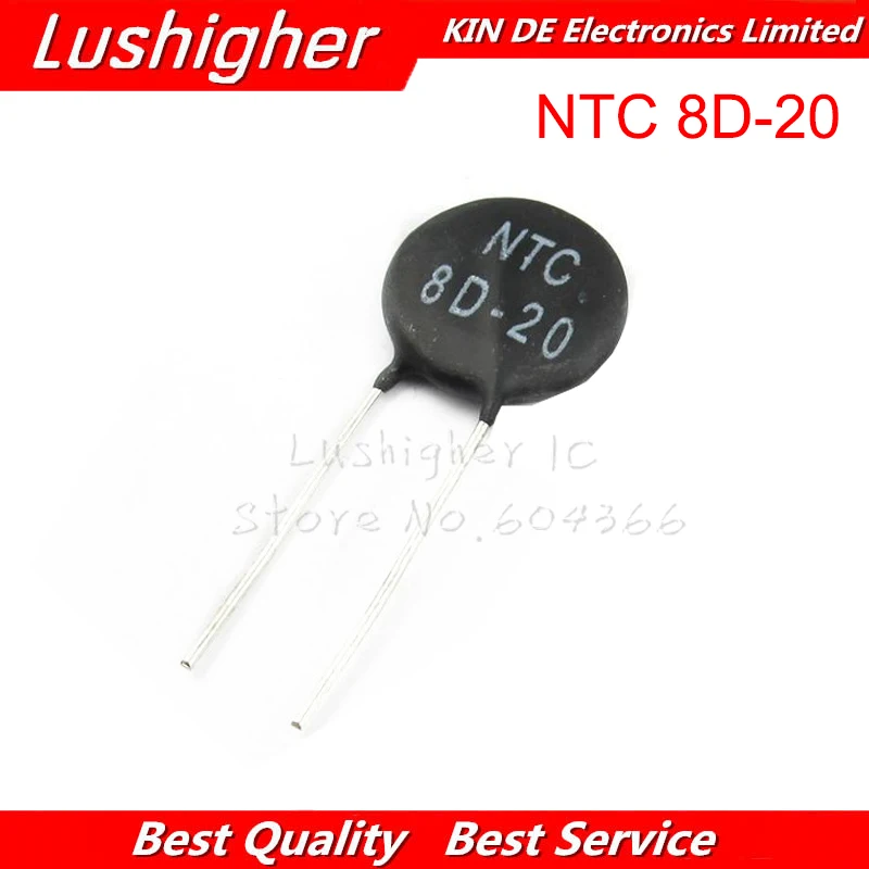 Resistor térmico ntc 8d-20 do resistor do termistor de 5 pces