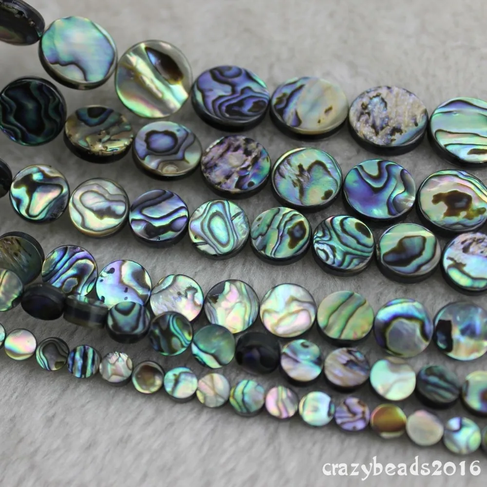 

1Strand 8mm-18mm Coin Natural Paua Abalone Shell Jewelry Making Loose Beads Strand 15"