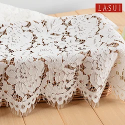 LASUI 1.5m*1.5m good quality  concise Cotton eyelash lace  fabric Cord french fabric  dress skirt white Plant flowers soft C0131