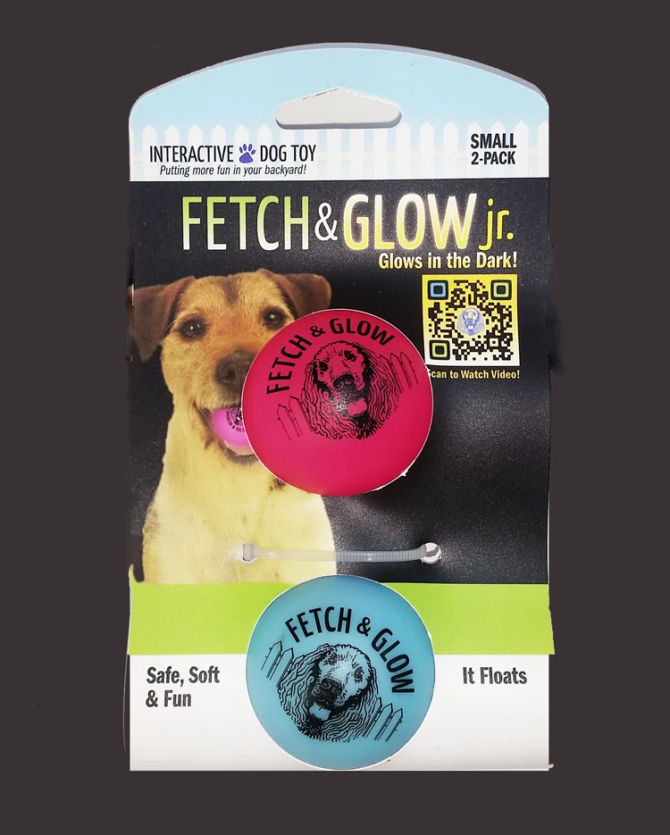 Fetch and Glow Ball - Medium American Dog Toys GLOWS Small Size Solar Energy to Power Night Grow Up Play in Night