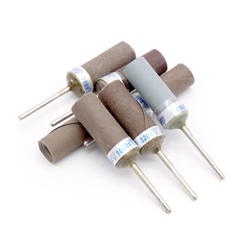 Faixas lixas de haste 2.35mm, papel de lixa, cabeça para broca elétrica dremel, acessórios para broca elétrica, ferramentas rotativas abrasivas sem 10 peças
