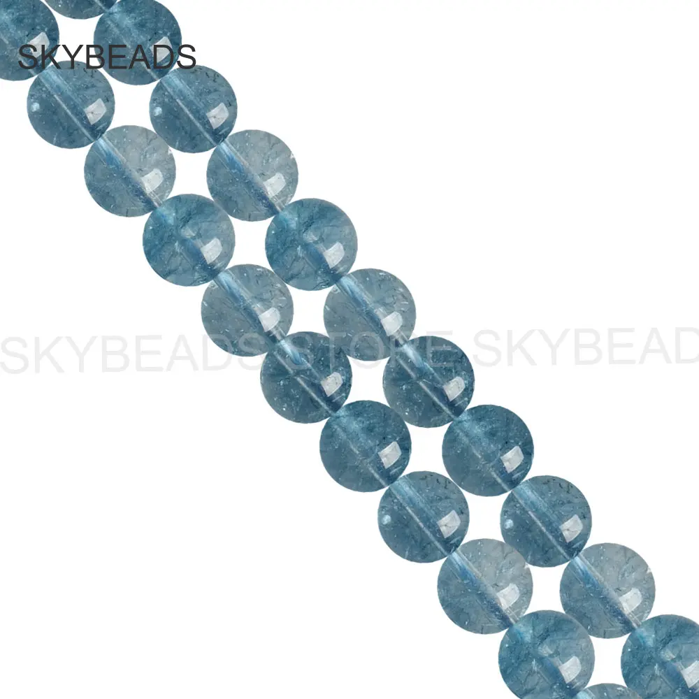 Crystal Necklace Bracelet Earrings Jewelry Making Beads Materials Cracked Blue Crystal Popcorn Round 6 8 10 12mm Beads in Bulk