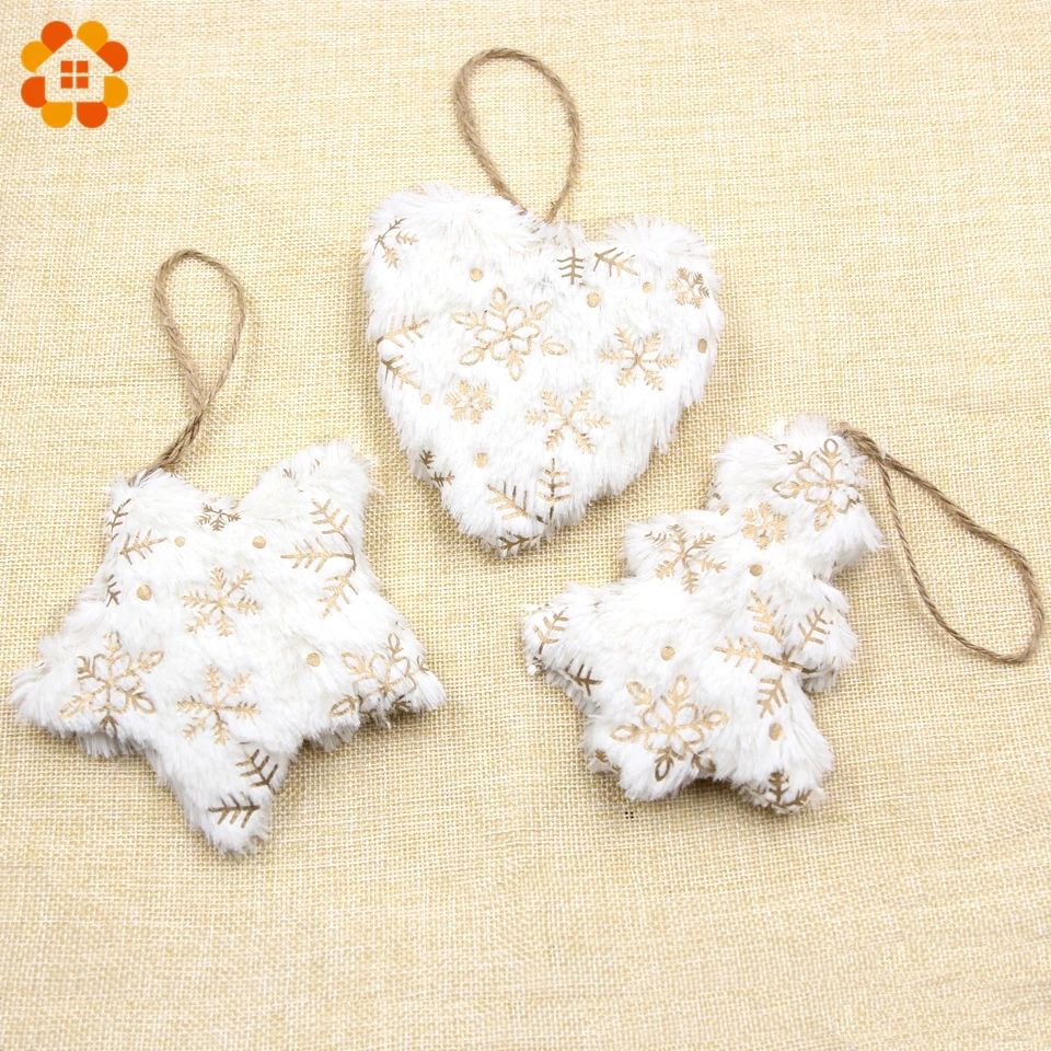 1PC Cute White&Gold Heart&Star&Tree Pendants Christmas Pendant Ornaments For Home Christmas Party Decorations Supplies Kids Gift